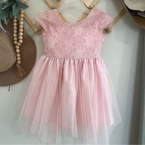 Elegant Pink Lace Kids Dress